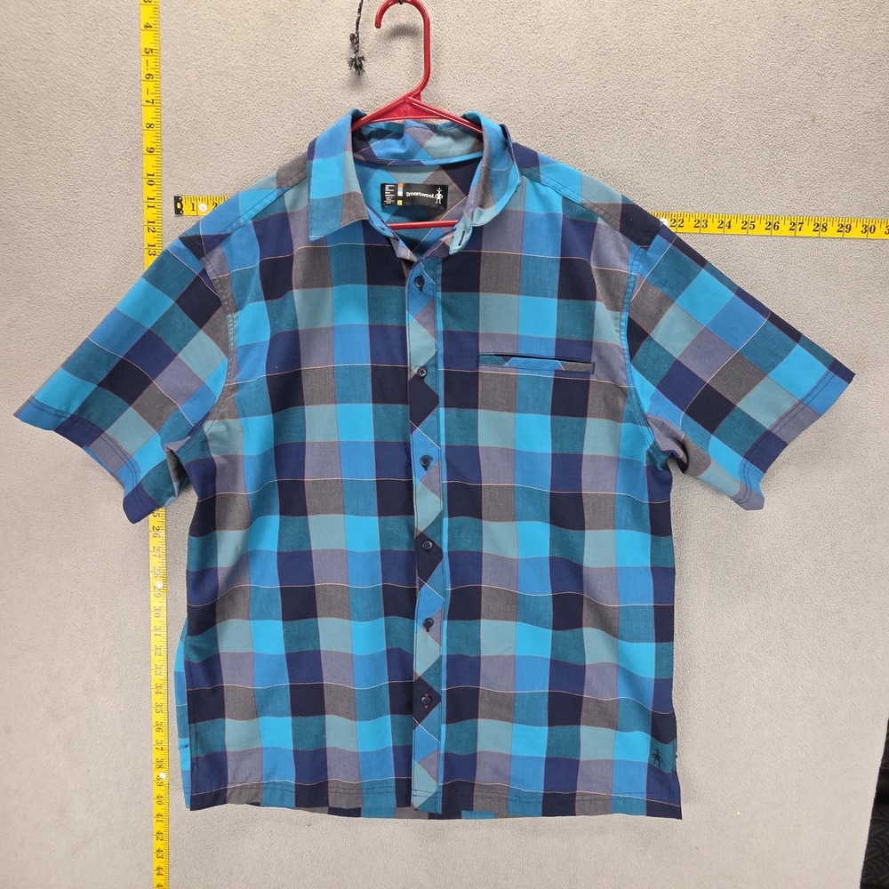Smartwool Shirt Mens XL Blue Everyday Exploration Retro Plaid Button Up